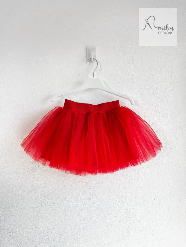 Fusta tul/tulle bebeluse, rosie