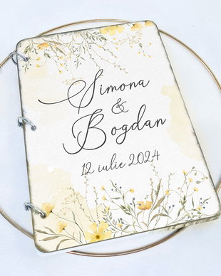 Guest book din lemn - Wild Yellow Flowers