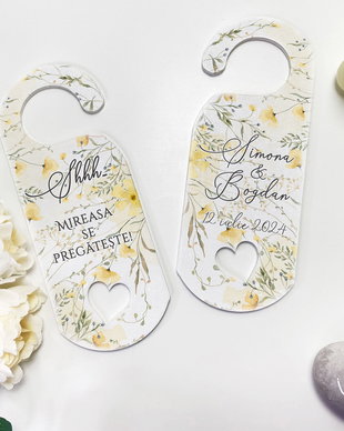 Semn de usa pentru nunta - Door Tag - Wild Yellow Flowers