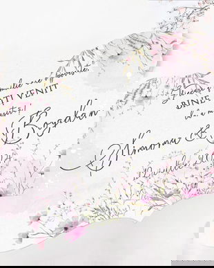 Placuta decorativa pentru nunta din lemn - personalizata cu mesaj - Wild Pink Flowers