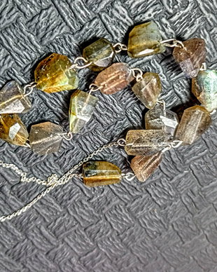Colier argint labradorit nugget fatetat lant argint boho chic trendy - Transport gratuit