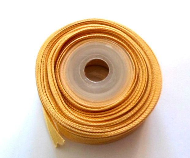 Panglica satin ribbon galbui transparent  cu margini galbui mat