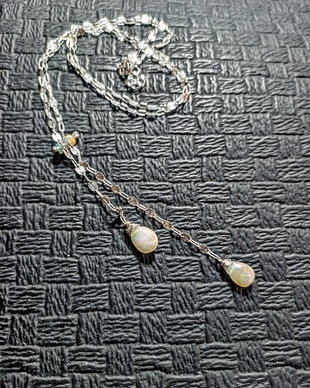 Colier argint opal de foc etiopianlant argint brioleta minimalist boho chic trendy - Transport gratuit