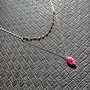 Colier argint rubelit turmalina rosie sillimanite lant argint minimalist boho chic trendy - Transport gratuit