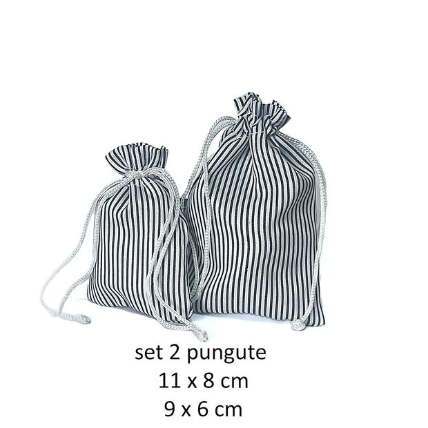 Set 2 pungute textile din bumbac natural 100%, PC-172