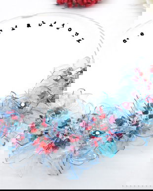 Colier statement handmade unicat - PET-uri (plastic) reciclate - flori (cod1034)