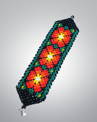 Bratara huichol model cu flori