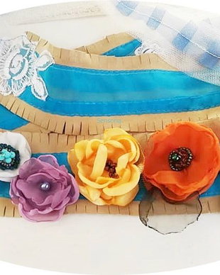 brau/ centura /curea /cordon piele dantelat floral