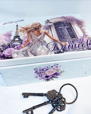 Cutie amintiri din lemn personalizata - Paris - La vie e belle