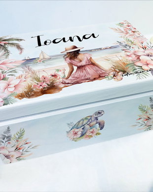 Cutie amintiri din lemn personalizata - Pink Summer