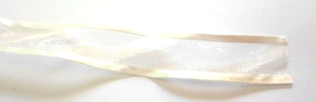 Panglica satin ribbon alb transparent  cu margini alb mat