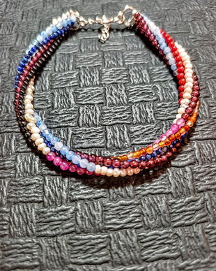 Bratara X5 argint pietre semipretioase mixt multicolora minimalista boho chic trendy - Transport gratuit