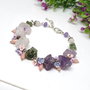 Bratara ametist,peridot si cuart brut ,coral somon cu floricele colorate /placat argint