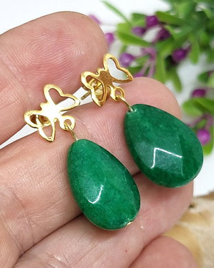 Cercei jad verde smarald