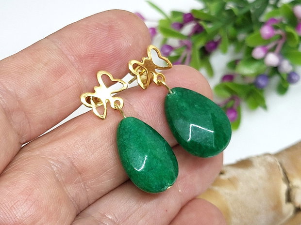 Cercei jad verde smarald