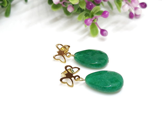 Cercei jad verde smarald