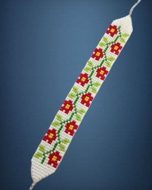 Bratara traditionala flori rosii