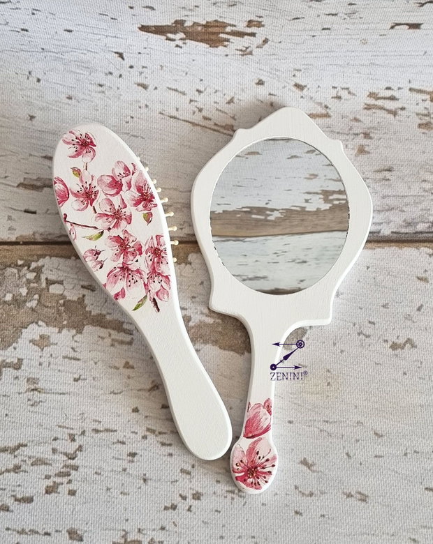 Set gatitul miresei flori de cires, set gatit mireasa cu flori de cires, set mireasa cires, set flori de cires, set mireasa flori