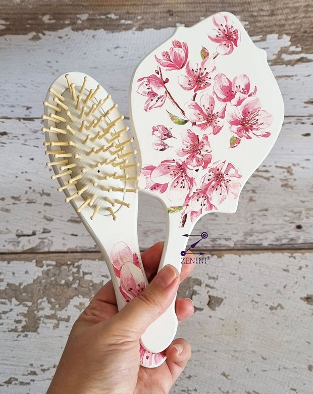 Set gatitul miresei flori de cires, set gatit mireasa cu flori de cires, set mireasa cires, set flori de cires, set mireasa flori