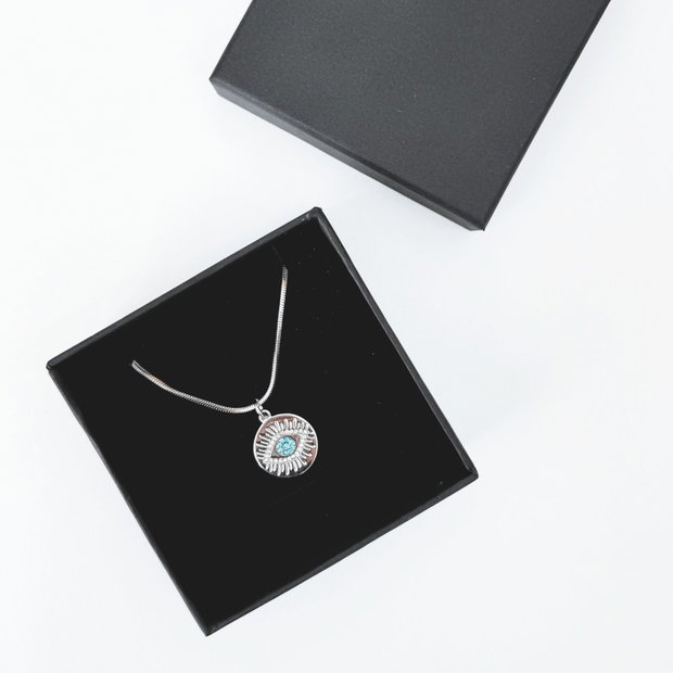COLIER EVIL EYE DIN OTEL INOXIDABIL CU STRASURI BLEU - PROTECTIE ENERGII NEGATIVE