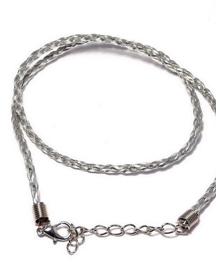 Snur din imitatie de piele, 42 cm, argintiu