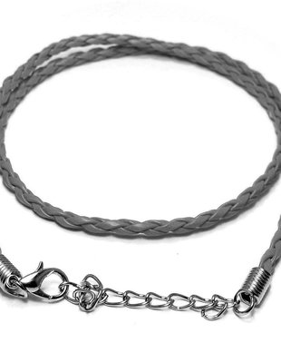 Snur din imitatie de piele, 42 cm, gri inchis