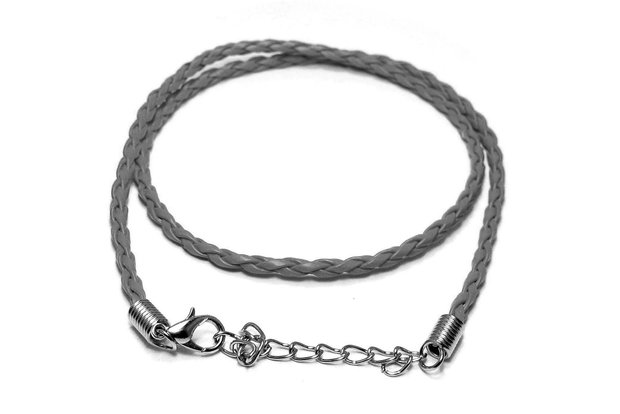 Snur din imitatie de piele, 42 cm, gri inchis