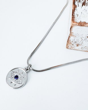 COLIER EVIL EYE DIN OTEL INOXIDABIL CU STRASURI - PROTECTIE ENERGII NEGATIVE