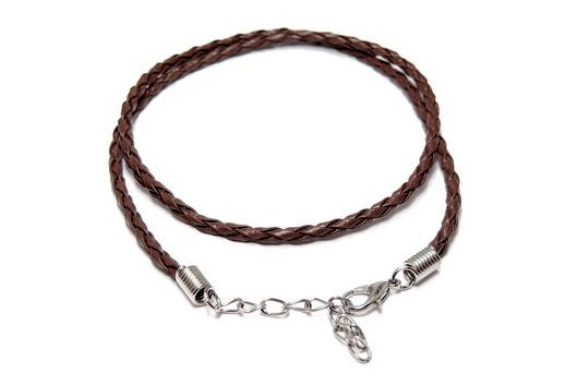 Snur din imitatie de piele, 42 cm, maro