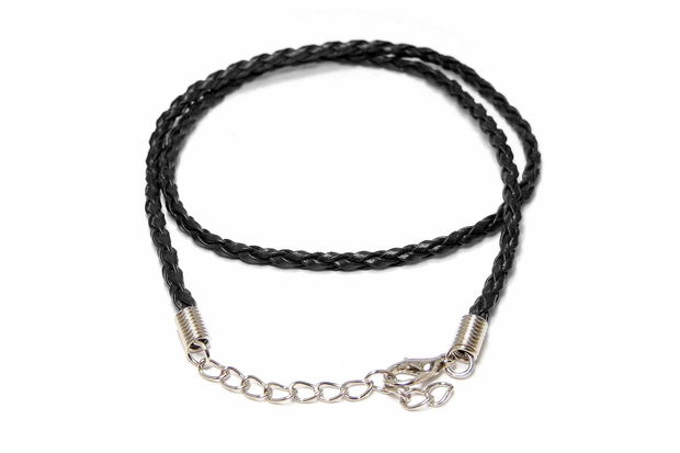 Snur din imitatie de piele, 42 cm, negru