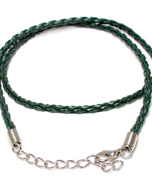 Snur din imitatie de piele, 42 cm, verde inchis
