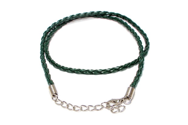 Snur din imitatie de piele, 42 cm, verde inchis