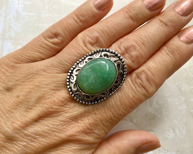 Inel vintage Aventurin verde