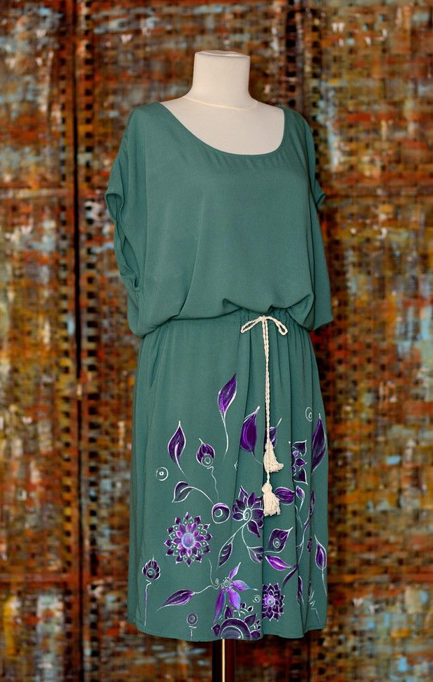 Rochie pictata manual, unicat