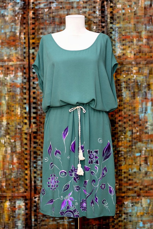 Rochie pictata manual, unicat