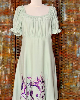 Rochie cu maneca scurta, pictata, unicat