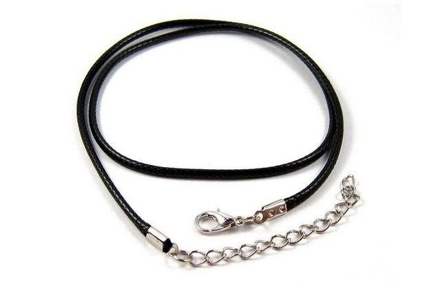 Snur din ata din poliester cerata, 46 cm, negru