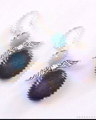 Cercei inger  lapis lazuli si calcedon