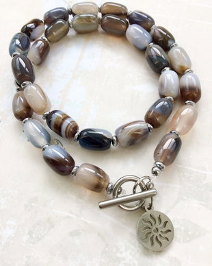 Colier vintage agate dantela naturale
