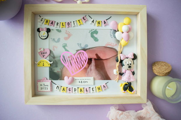 Ramă nou-născut My Sweet Minnie | Ramă personalizată handmade |