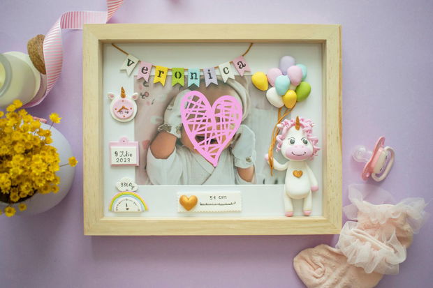 Ramă nou-născut My Sweet Unicorn | Ramă personalizată handmade |