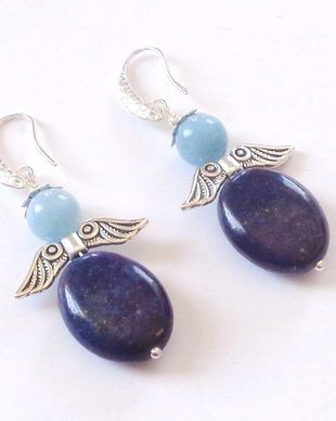 Cercei inger lapis lazuli si calcedon