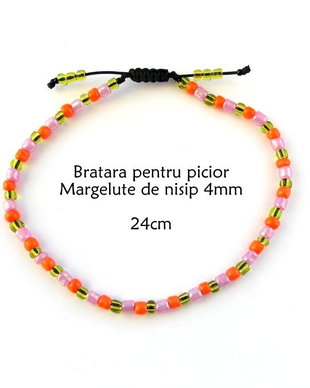Anklet-Bratara glezna*Margelute nisip*Bratara reglabila