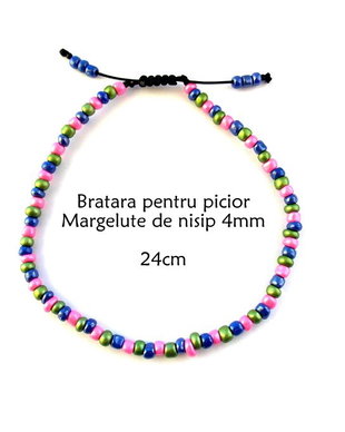 Anklet-Bratara glezna*Margelute nisip*Bratara reglabila