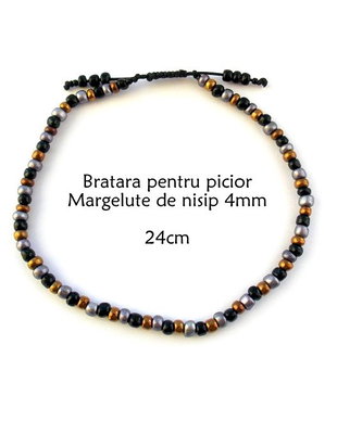 Anklet-Bratara glezna*Margelute nisip*Bratara reglabila