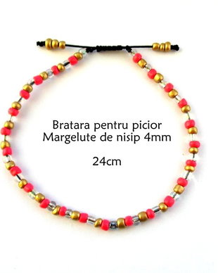 Anklet-Bratara glezna*Margelute nisip*Bratara reglabila