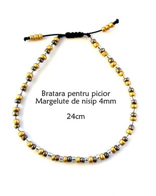 Anklet-Bratara glezna*Margelute nisip*Bratara reglabila