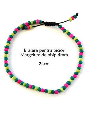 Anklet-Bratara glezna*Margelute nisip*Bratara reglabila