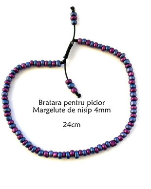 Anklet-Bratara glezna*Margelute nisip*Bratara reglabila