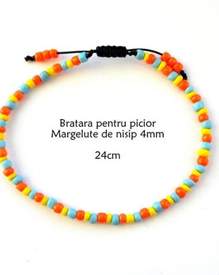 Anklet-Bratara glezna*Margelute nisip*Bratara reglabila